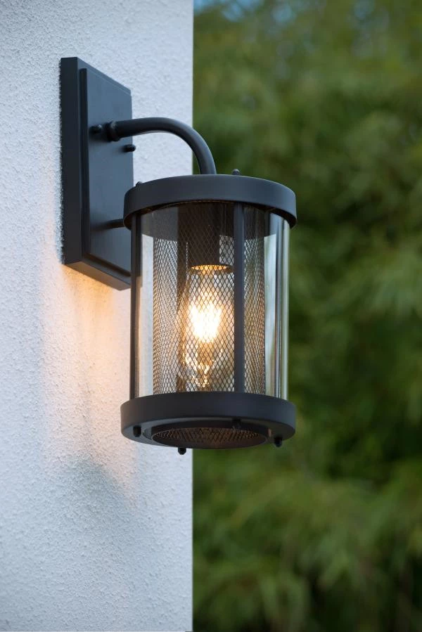 Lucide MAKKUM - Wall light Indoor/Outdoor - 1xE27 - IP23 - Black - atmosphere 1